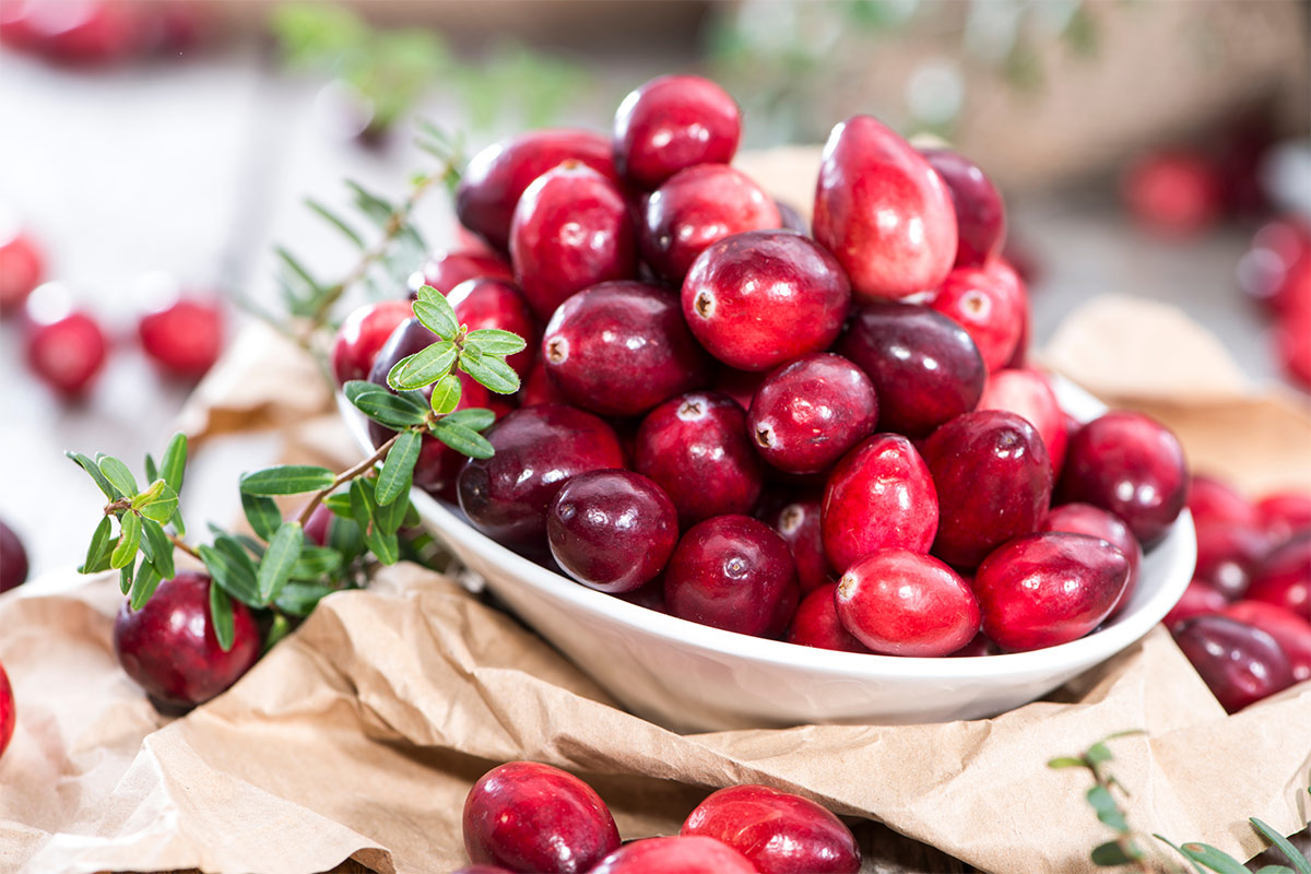 Small bowl full of cranberries stands on a paper sheet | Girl Meets Food