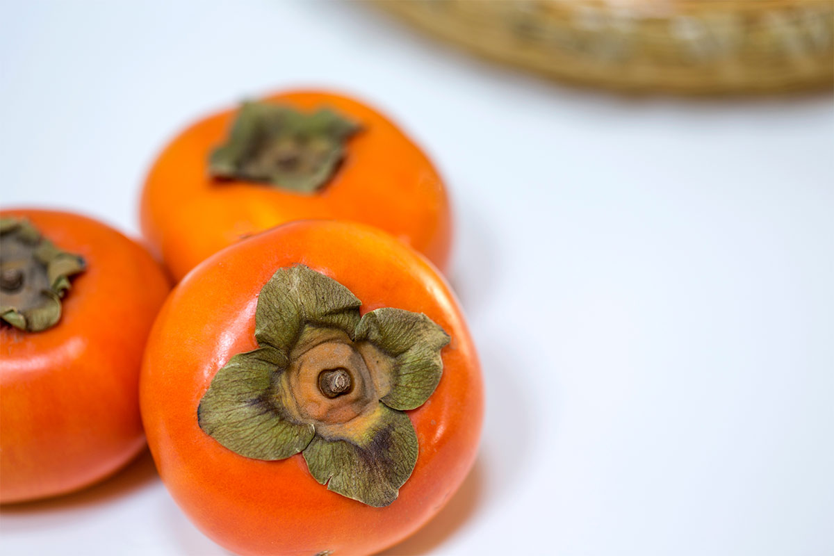 Three persimmons on a white background | Girl Meets Food