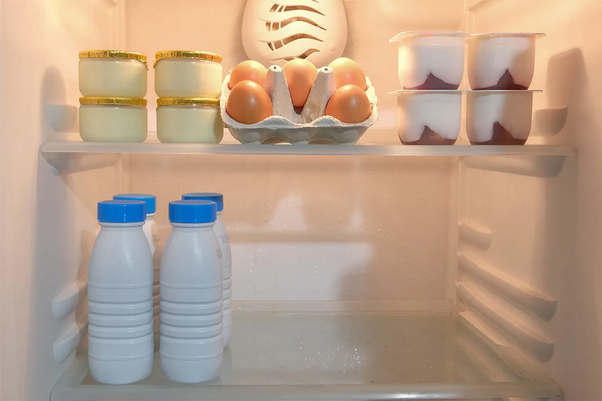 Eggs and milk bottles in the fridge | Girl Meets Food