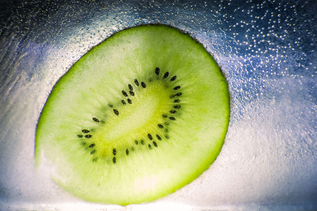 Frozen kiwi slice in ice | Girl Meets Food