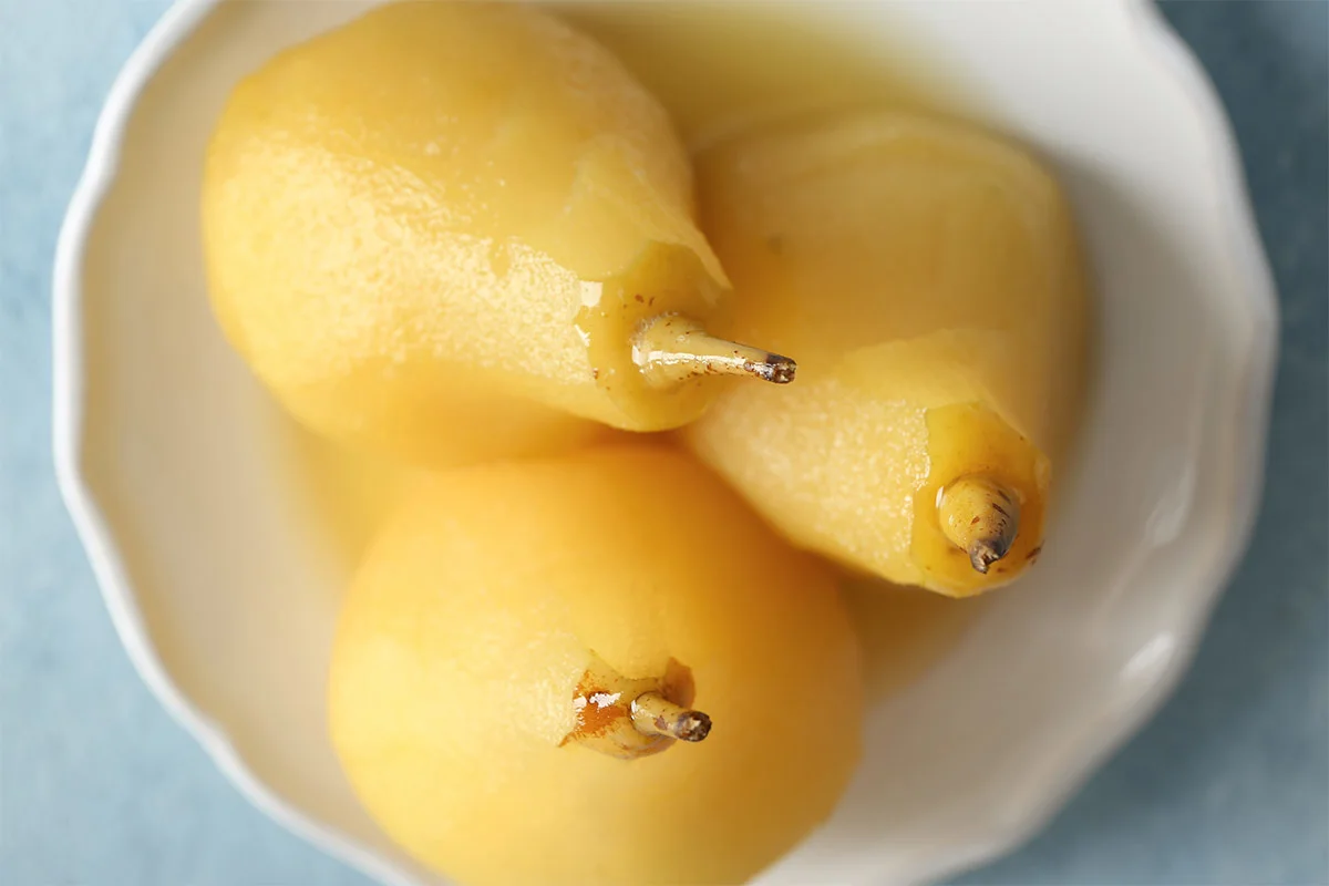 Three white wine poached pears | Girl Meets Food