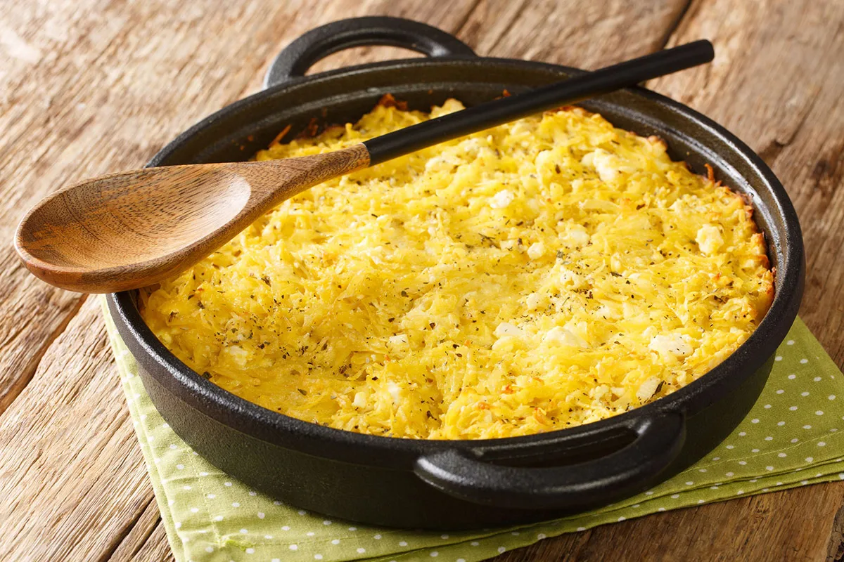 Patatnik casserole in a frying pan | Girl Meets Food