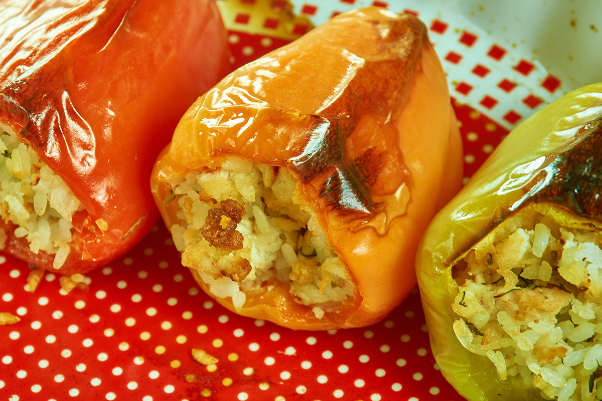 Chushki burek peppers on a plate | Girl Meets Food