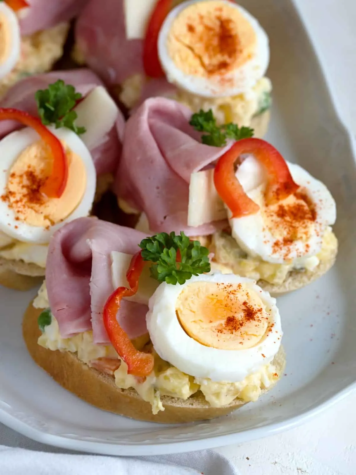 Obložené Chlebíčky (Czech Open Faced Sandwiches) on a plate | Girl Meets Food