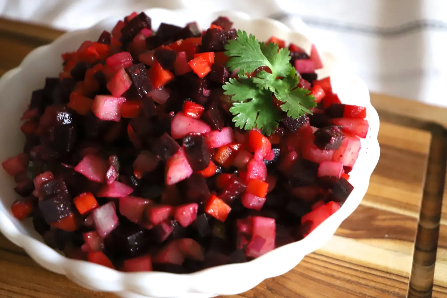 A bowl of Beet Salad (Vinaigrette) | Girl Meets Food