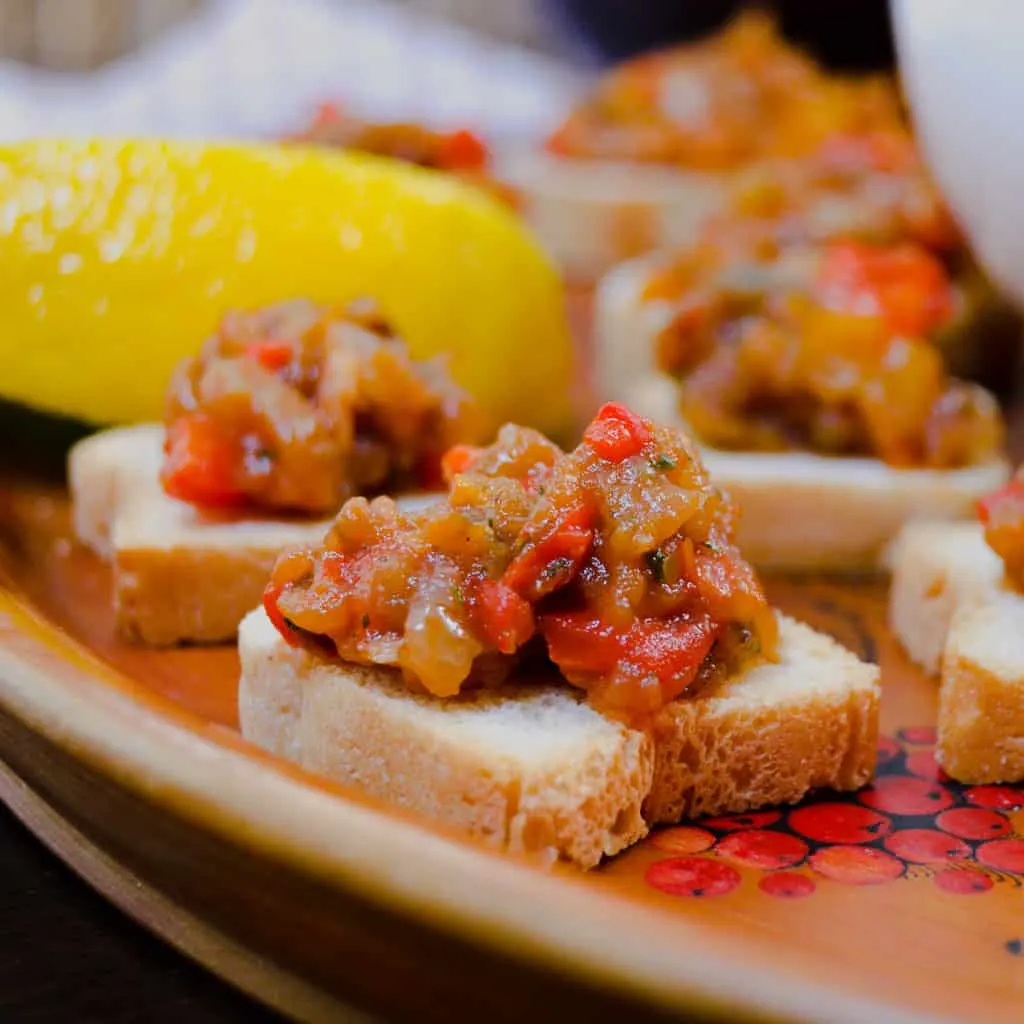 Eggplant Caviar on bread toasts | Girl Meets Food