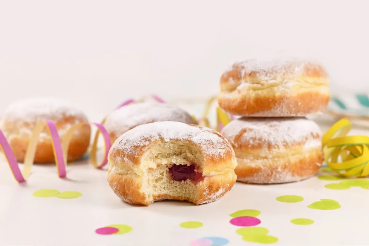 Kobliha (Czech jam-filled donuts) on a white surface | Girl Meets Food