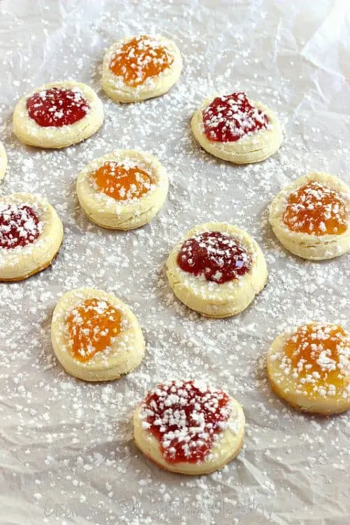 Polish Kolachki cookies on parchment paper | Girl Meets Food