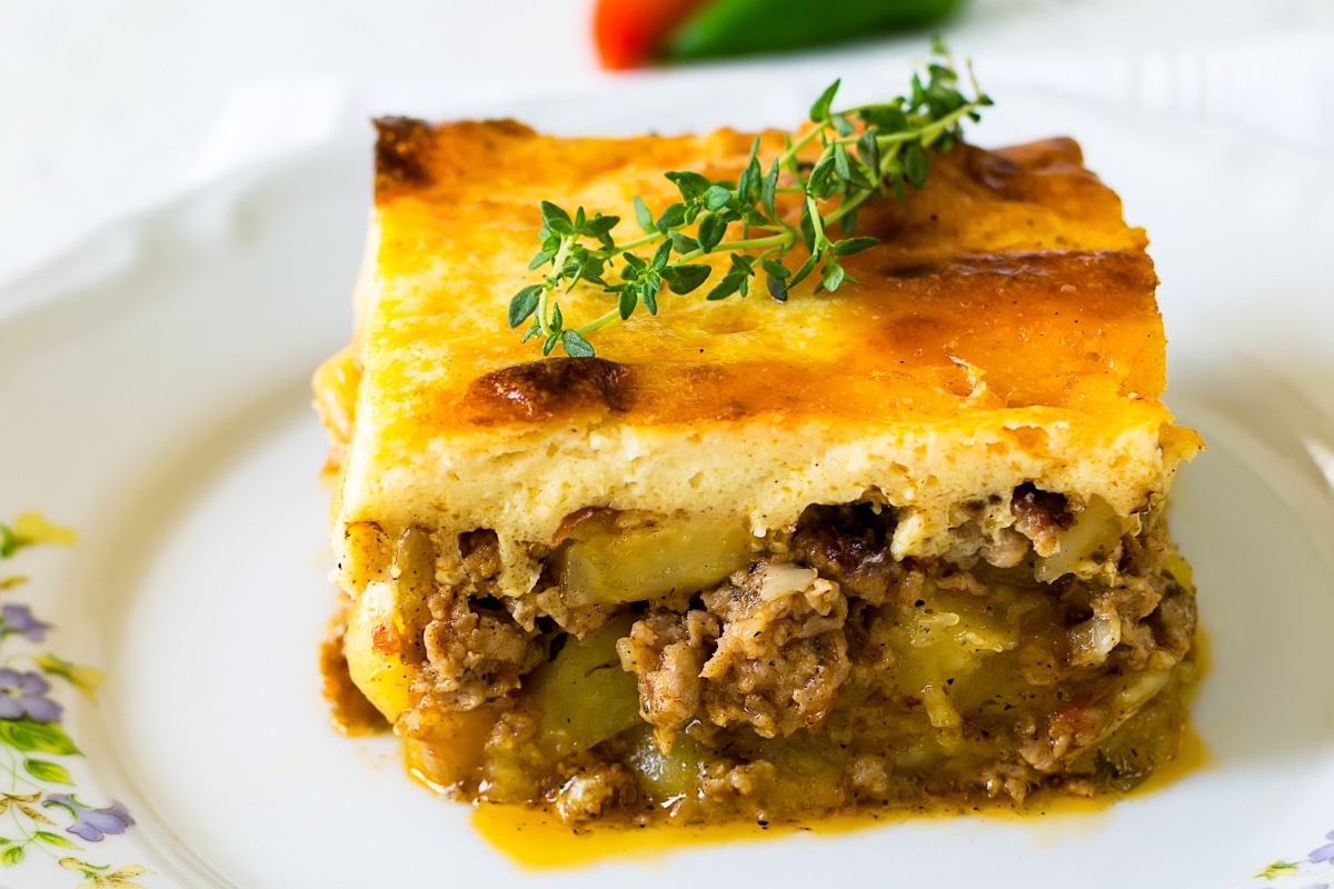 A piece of Bulgarian Moussaka on the plate | Girl Meets Food